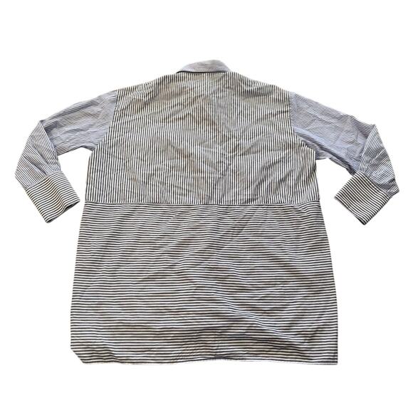 Free People Lakehouse Blue White Striped Striped Button Down Shirt Womens Medium - Picture 6 of 7